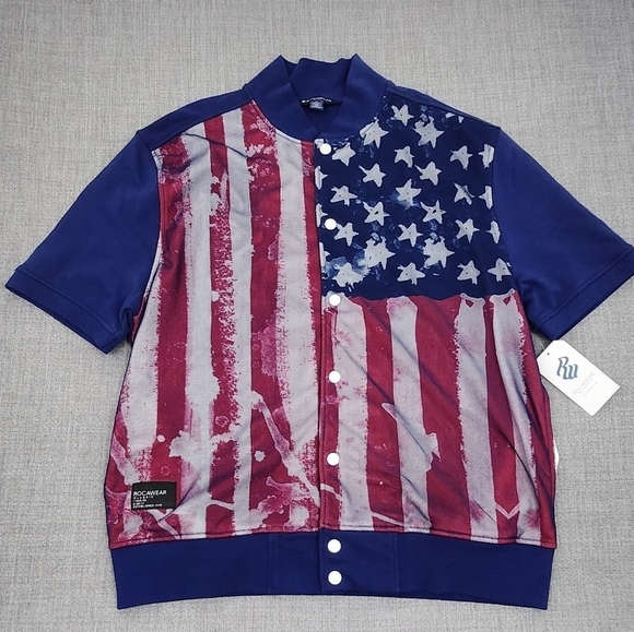 Rocawear Other - Rocawear All American Hustlers USA Flag Snap Short Sleeve Jacket XL